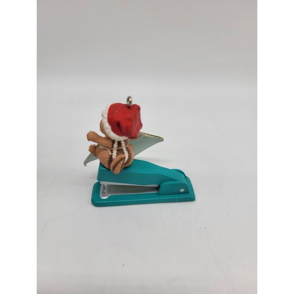 Vintage Hallmark Keepsake 1992 'Holiday Memo' ornament Chipmunk with Stapler - Picture 2 of 5